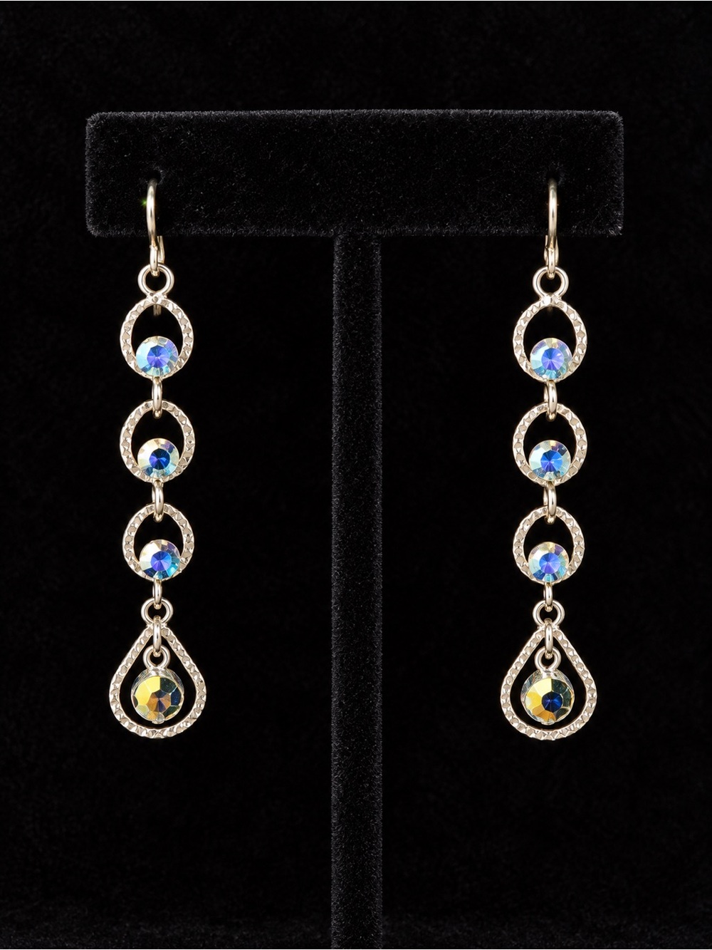 Aurora Blue Crystal SilverTone Drop Earrings